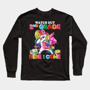 2nd Grade Here I Come Unicorn Shirt Back To School Girls Long Sleeve T-Shirt